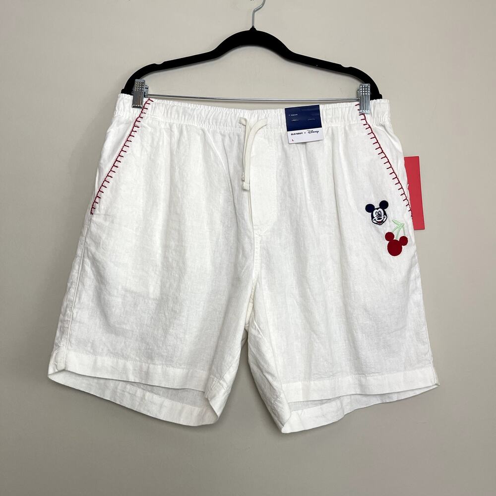 NWT Old Navy x Disney Mickey Mouse Linen-Blend Jogger Shorts Beach Cruise Sz M